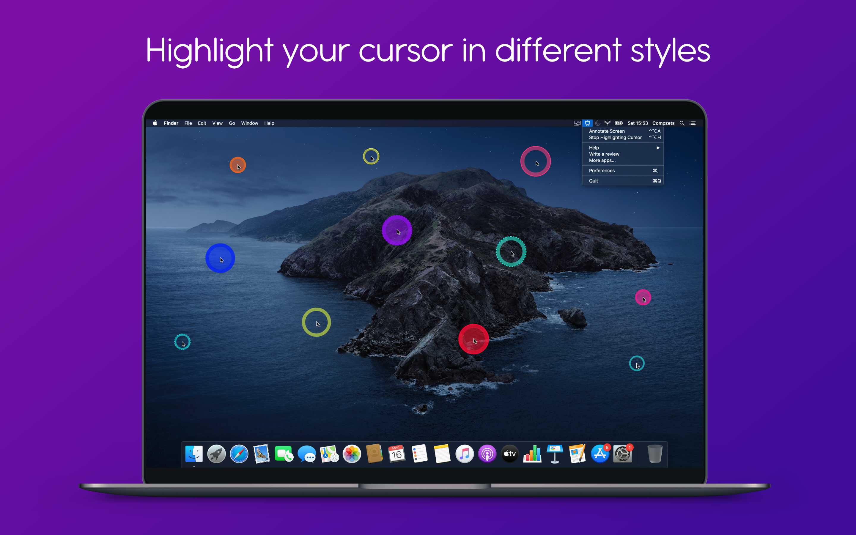 highlight the mouse pointer for mac